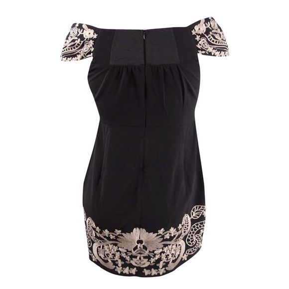 Foxiedox Women's Embroidered Off-The-Shoulder Dress (M, Black/Blush) - Picture 3 of 3